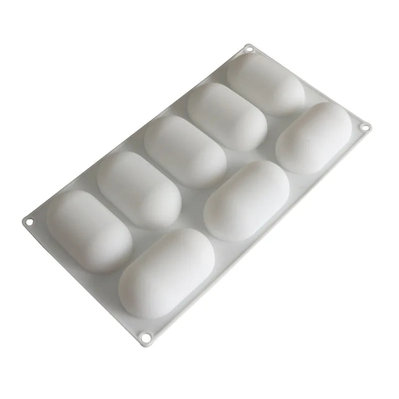 8 Oval Pillow Shape Silicone Cake Mold for Chocolate Mousse Ice Cream Jello Pudding Dessert Baking Bakeware Tools Vue