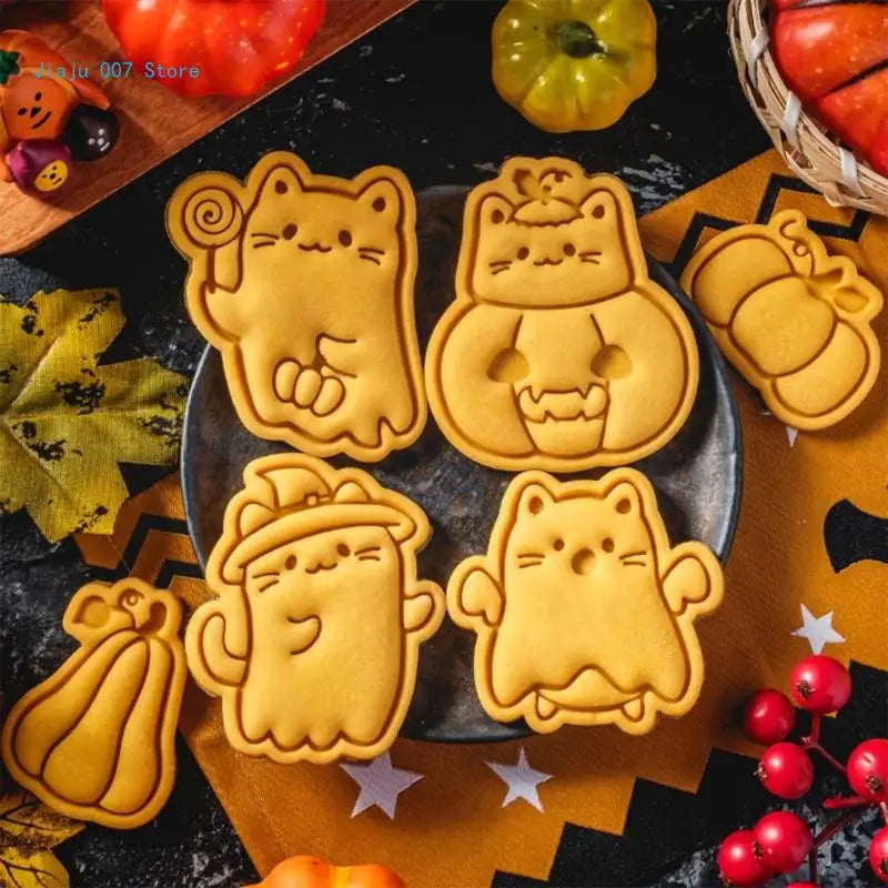 8-Pack Cat Cookie Cutters & Biscuit Molds | Halloween Baking Cookie Mold Set Vue