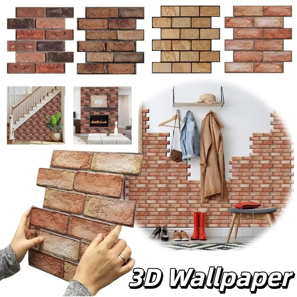 Waterproof 3D Imitation Brick Wall Stickers Lightweight PVC Moisture-proof Self-Adhesive 3D Wall Panel Self-adhesive 30cmX30cm Vue