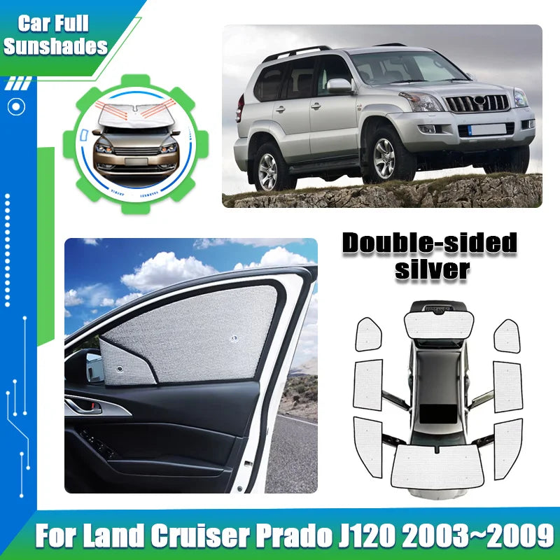 For Toyota Land Cruiser Prado J120 LC120 FJ120 MK3 2003~2009 Car Full Sunshade Sunscreen Window Visor Coverage Auto Accessories Vue