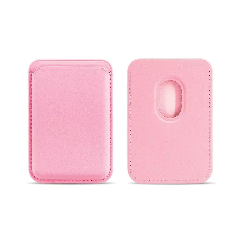For Magsafe Magnetic Leather Wallet Case For iPhone 17 16 15 14 13 12 11 8 Samsung Huawei Card Holder with Magnet Covers Vue Pink ABS