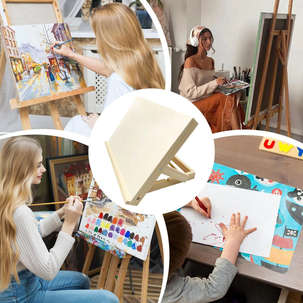 33*23*2.5cm Wooden Adjustable Tabletop Easel, Foldable Portable Painting Stand With Angle, S ketch Drawing Display Holder Vue