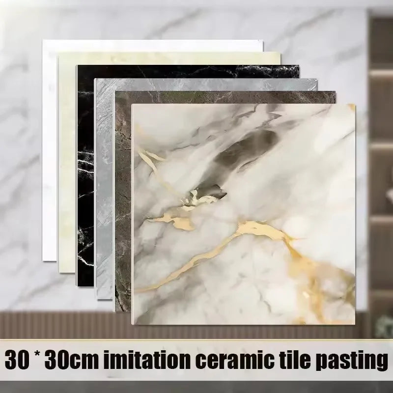 10-50PCS Thickened Self-adhesive Decor Wall Sticker Marble Tile Floor Sticker PVC Waterproof Toilet Kitchen Wall Sticker Bedroom Vue