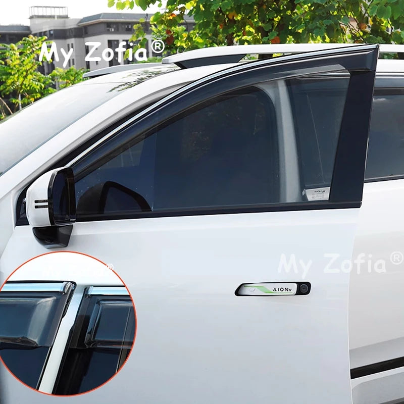 For GAC AION V 2024 2025 2026 Car Side Window Vent Visor Sun Rain Deflector Guard Awning Shelter Weathershields Accessories Vue