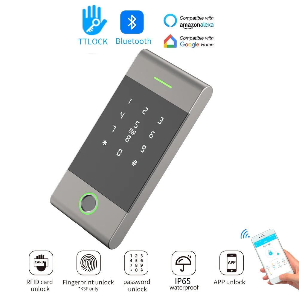 Smart Access Control Lock Opener for Home Alexa Assistant Bluetooth NFC TTlock App Biometric Fingerprint Keyless Digital Keypad Vue