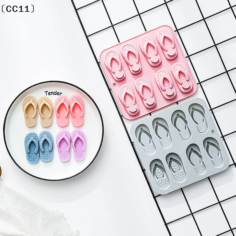 Beach Shoes Silicone Mold Summer Flip-flops Slipper Fondant Birthday Vue