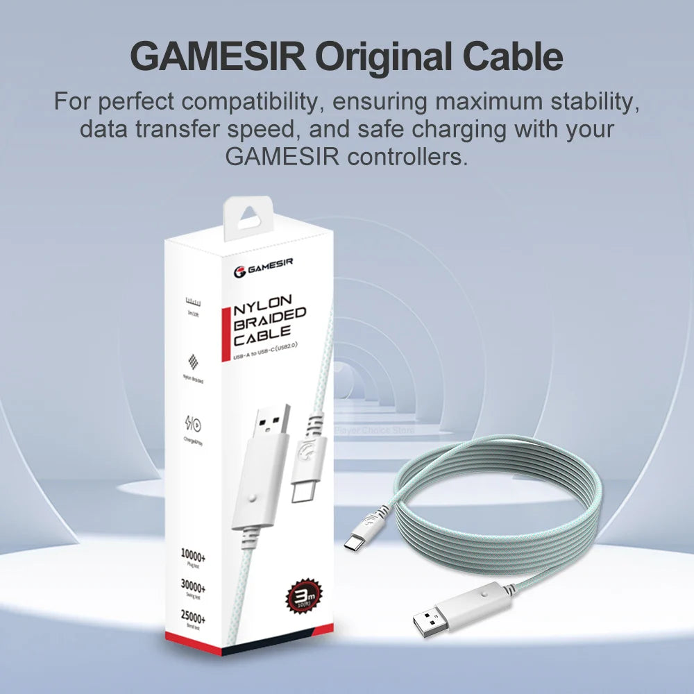 GameSir 3m Nylon Braided Cable for G7 Pro G7 Pro 8K Cyclone 2 Nova Lite X5 Lite G7 SE G8 G8+ MFi X5s Kaleid Flux Gamepad Vue