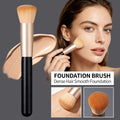 1Pc Single Wave Head Foundation Brush Black Handle Rose Gold Ferrule Dense Soft Synthetic Hair Liquid Cream Foundation Applicato Vue Gold
