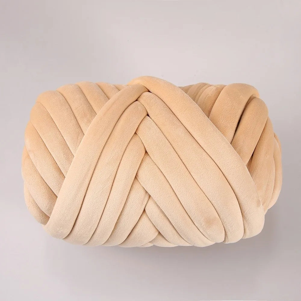 Bulky Diameter 3cm Thick Finger Loop Yarn Velvet 500g/Roll Chunky Yarn Hand Knitting Hand Woven Finger Circle Yarn Carpets Vue Khaki
