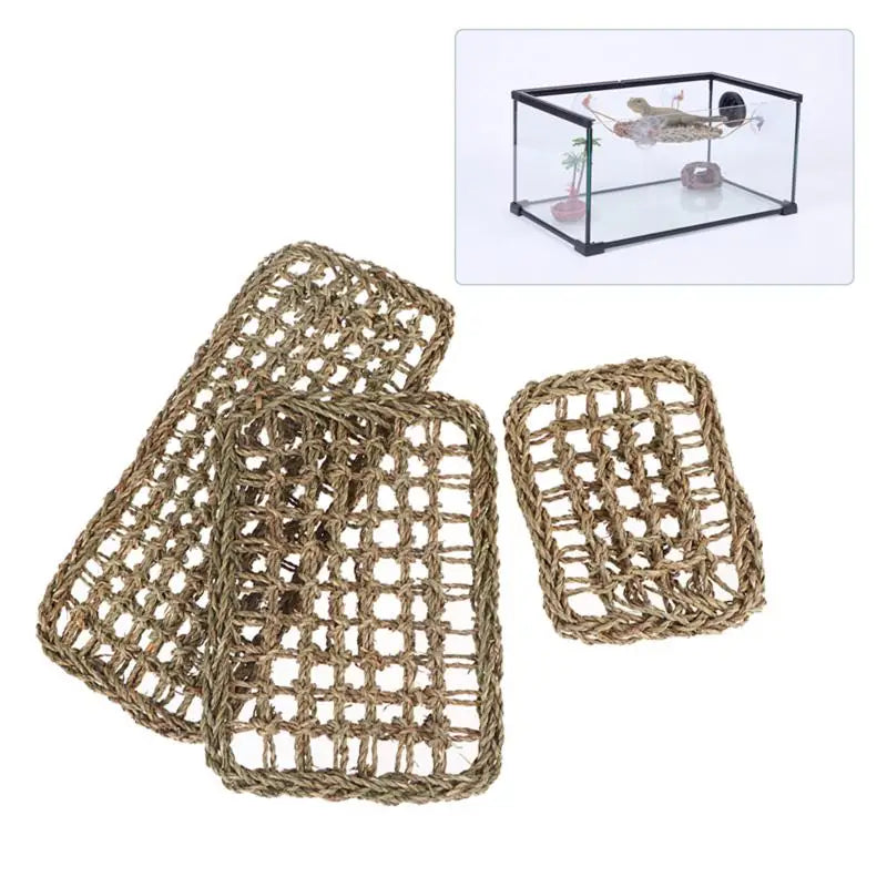 Reptile Hammock Grass Cushion Elevated Climbing Bed for Crested Gecko Pet Cage Enrichment Vue