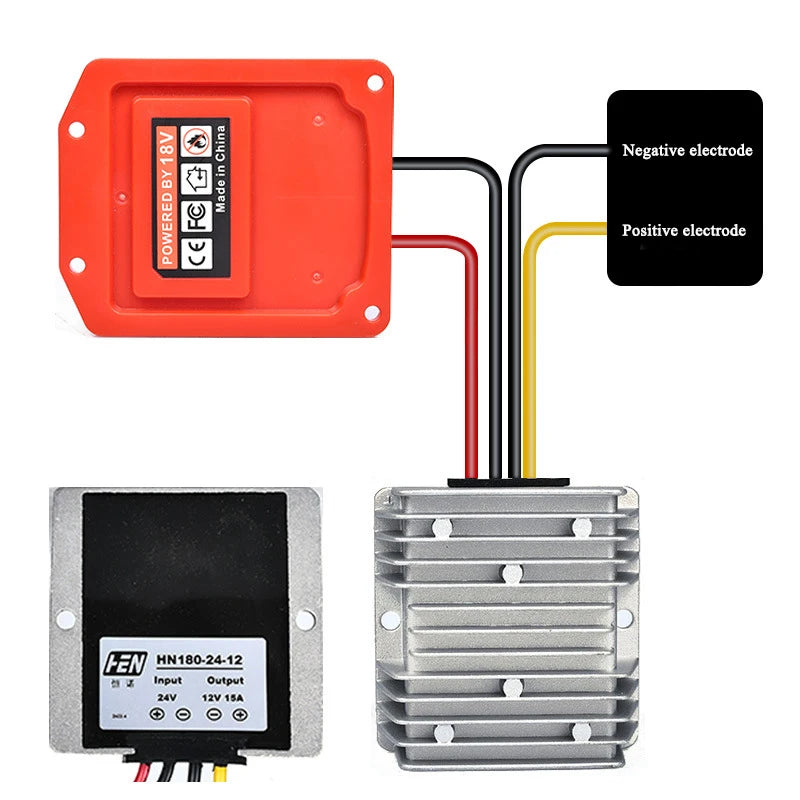 DIY Step-Down Adapter Automatic Step-Up/Step-Down Converter Compatible with For Milwaukee 18V Lithium Batteries for DIY Projects Vue