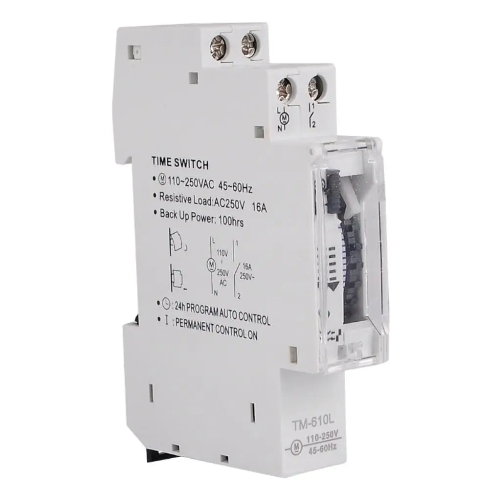 TM610L 110~250VAC Universal Input 15mins Interval 24 Hours Analog Timer Switch DIN Rail Installation with Indicator Light Vue