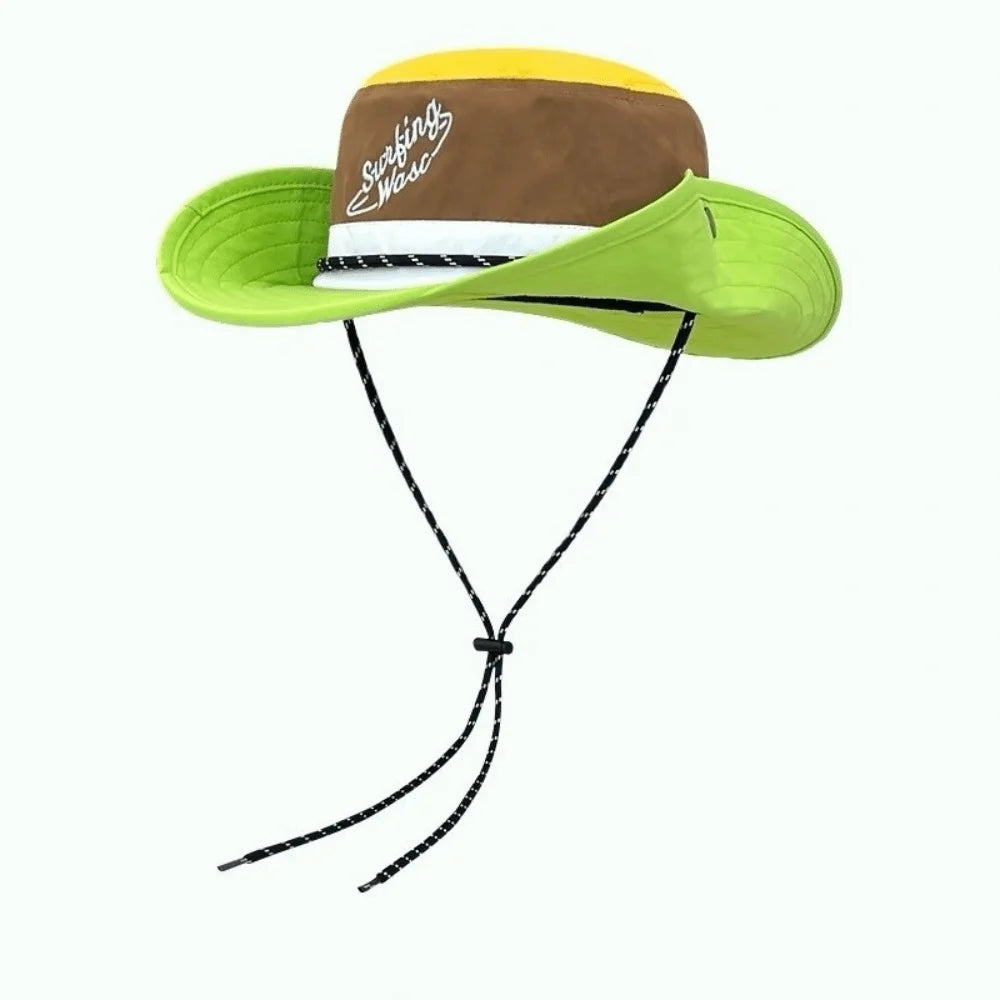 Color-blocked Design Travel Bucket Hats Breathable Quick Dry Vue Green