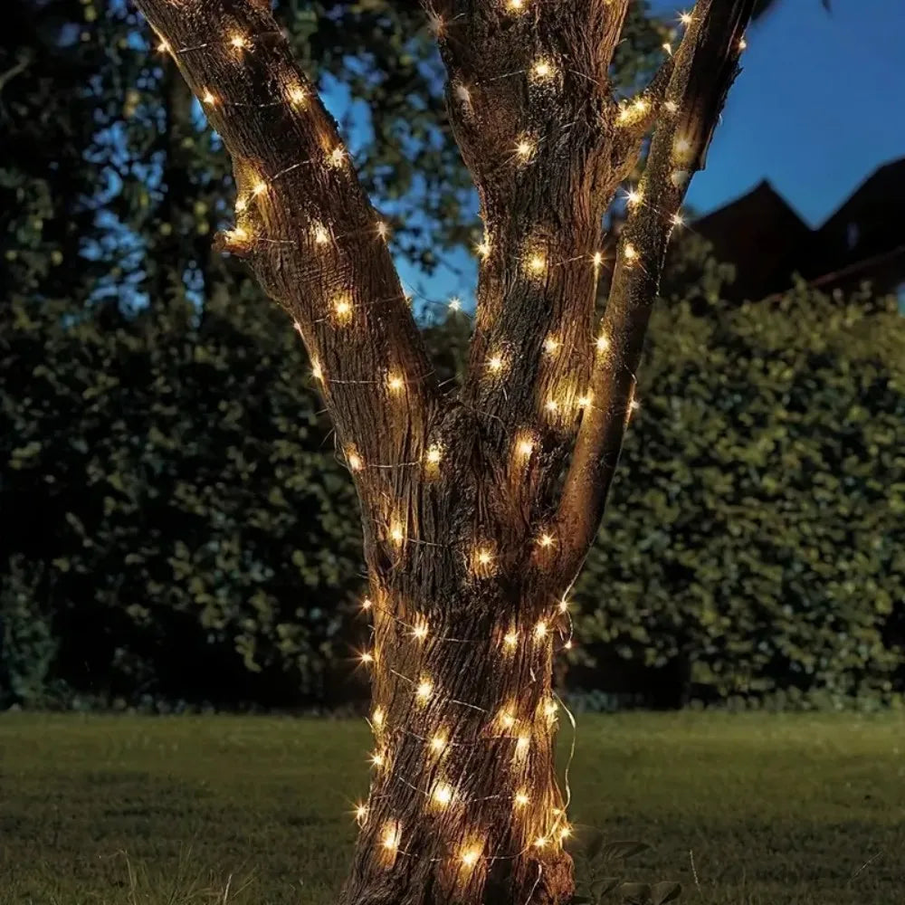 1PC 7M/12M/22M/32M Copper Wire Fairy Light String,Solar-powered,8 Lighting Modes,Used for Wedding,Indoor,Festival,Bedroom,Party Vue