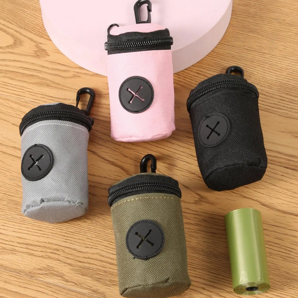 Dog Poop Bag Carrier with Clip Zipper Portable Waste Bag Holder for Small Medium Large Dogs Puppy Durable Keychain Loop Vue
