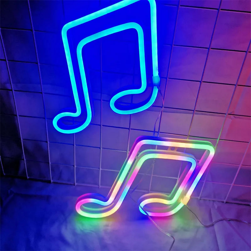 LED Musical Note Neon Light Festival Atmosphere Decoration Neon Lamp Glowing For KTV Bar Party Bedroom Wall Decor Adult Gift Vue
