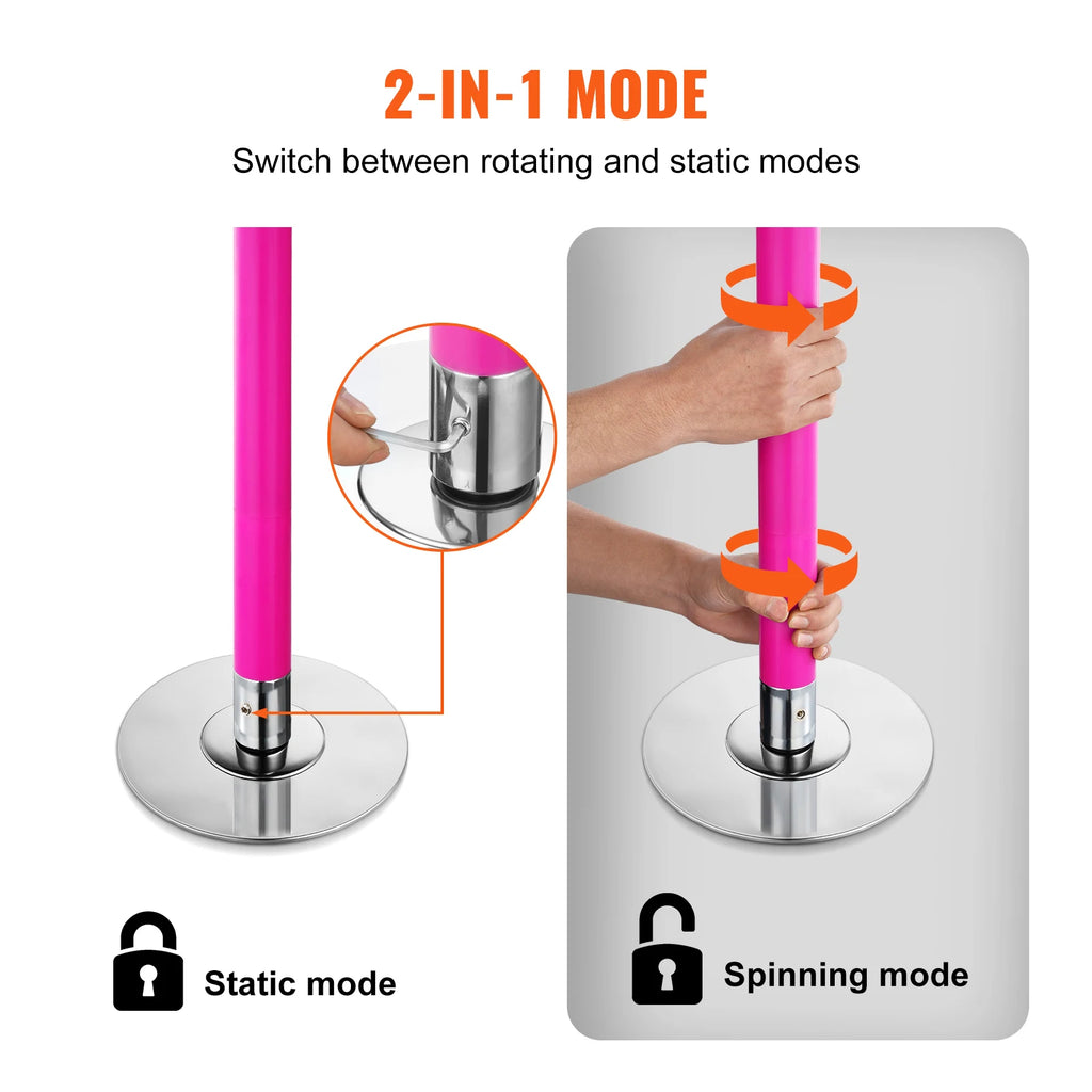 SucceBuy Adjustable Spinning Dance Pole – Portable, 441 lb Cap Fitness Dance Pole Vue