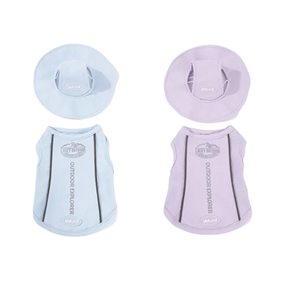 Breathable Pet Sun Protection Clothes with Sun Hat Letter Print Cat Cooling Vest Thin Reflective Trim Pet Sleeveless Hoodie Vue