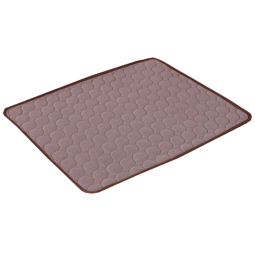 5 Sizes Pet Cooling Mat Dog Cat Sleeping Pad Cool Ice Silk Vue Coffee L (70X55cm)