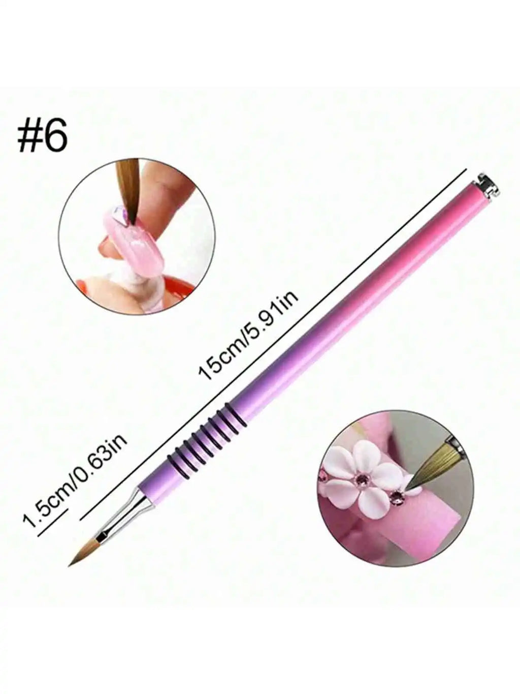 1/3pcs Acrylic Crystal Nail Brush Professional Nail Beauty Design Non-Slip 3D Nail Art Brush Manicure Tool For Uv Gel Builder Vue Lavender pink 03
