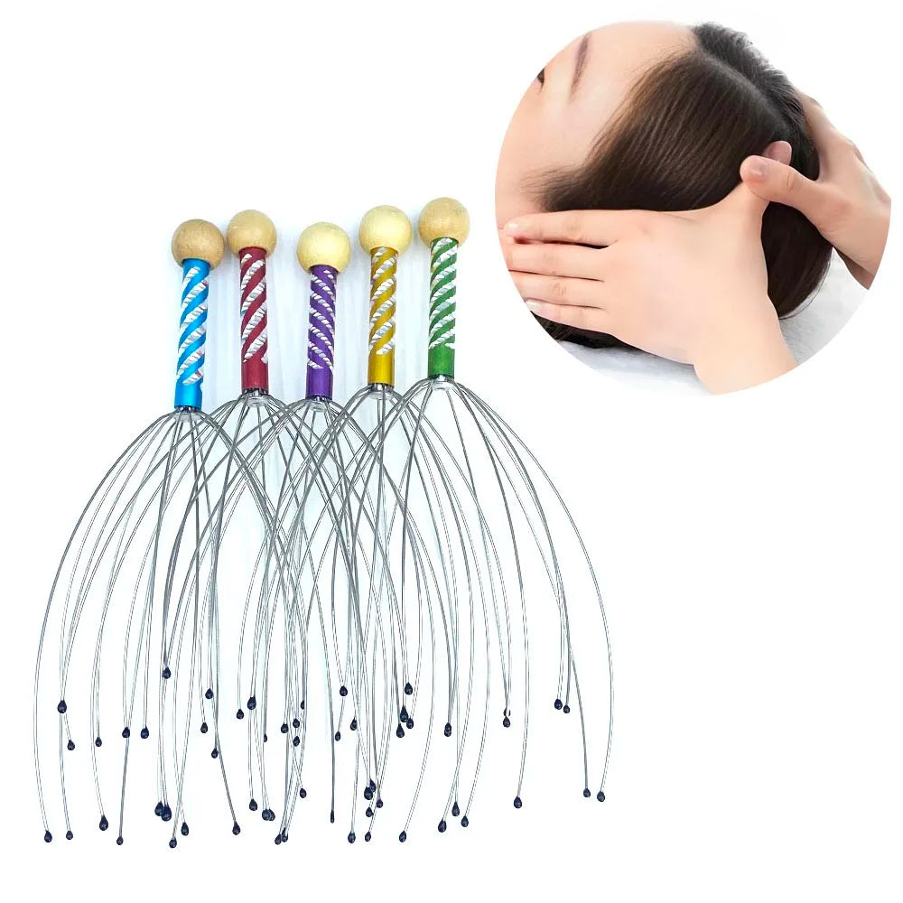 Stainless Steel Octopus Claw Scalp Massage Tool Stress Relief Scalp Itch Remover Hair Blood Circulation Stimulator Random Color Vue