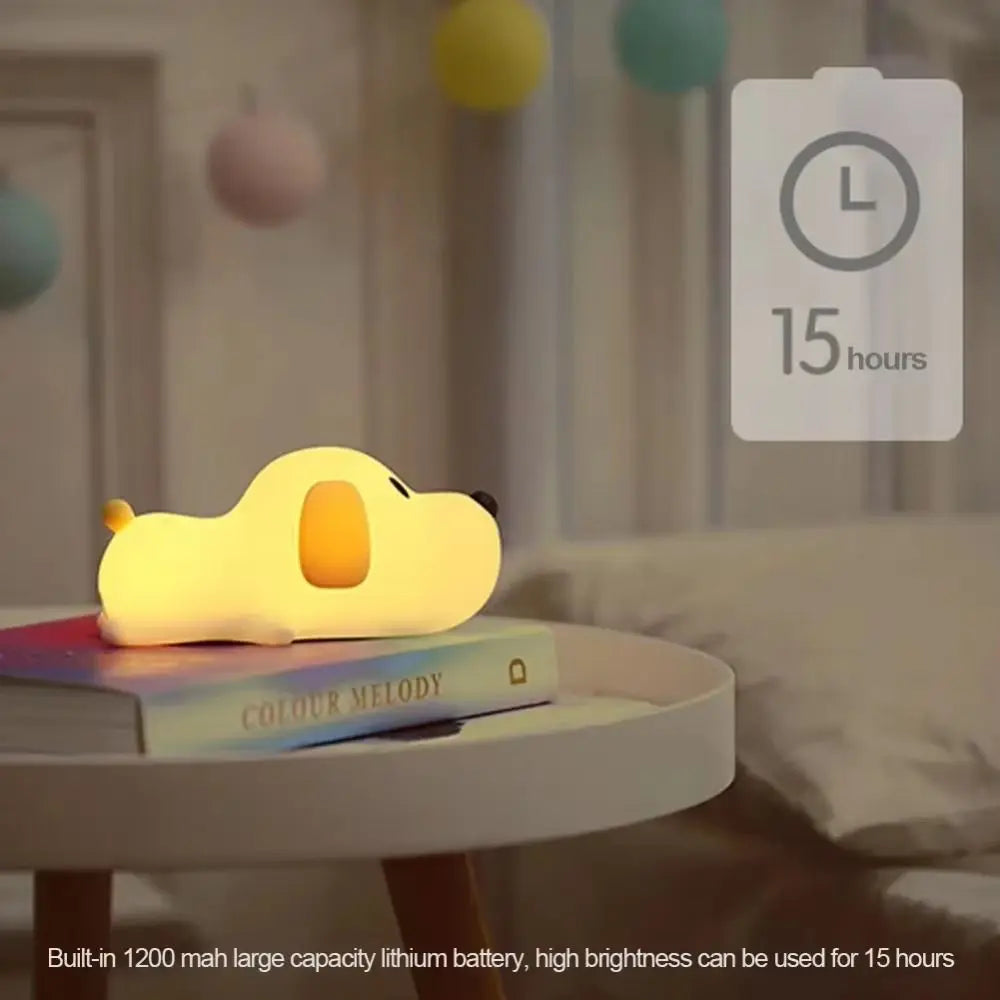 Mood Light Silicone Papa Puppy Night Lamp USB Rechargeable Dimmable Puppy Night Light Soft Cute Animal Lamp Home Vue