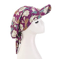 Floral Print Strapped Baseball Cap Brim Wrap Hair Summer Headscarf