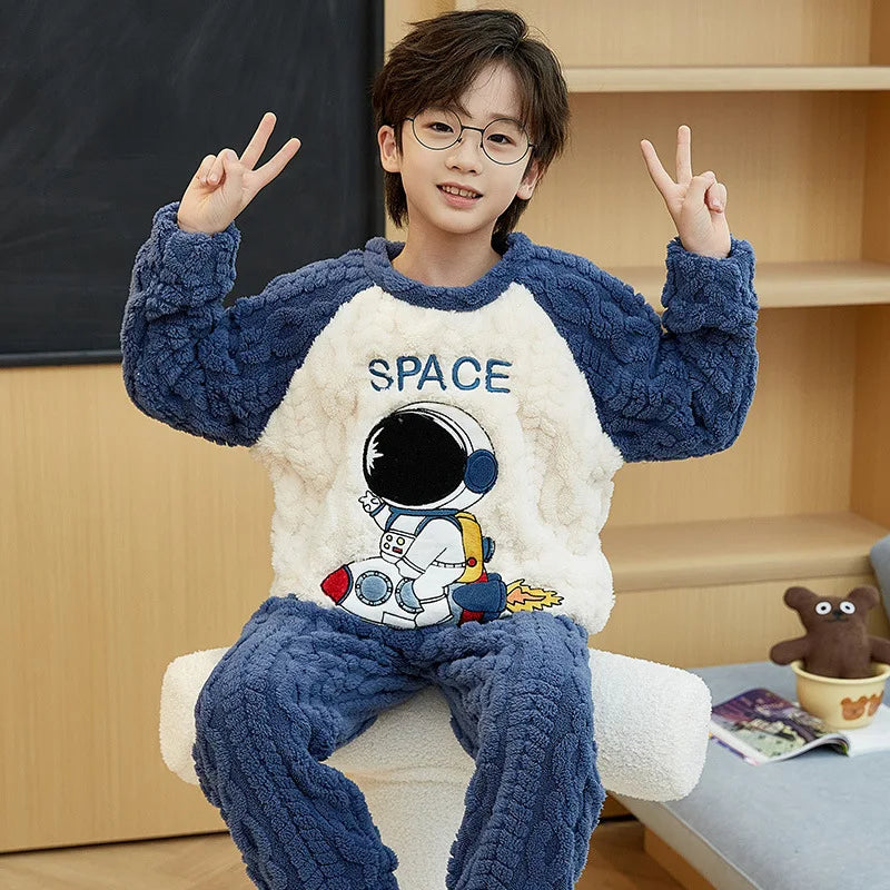 Winter Capybara Kids Boys Pajamas Sets Pyjamas Girls Sleepwear Flannel Fleece Teenage Clothes Children Home Clothes Loungewear Vue M11637 Size 14 (125-135cm)