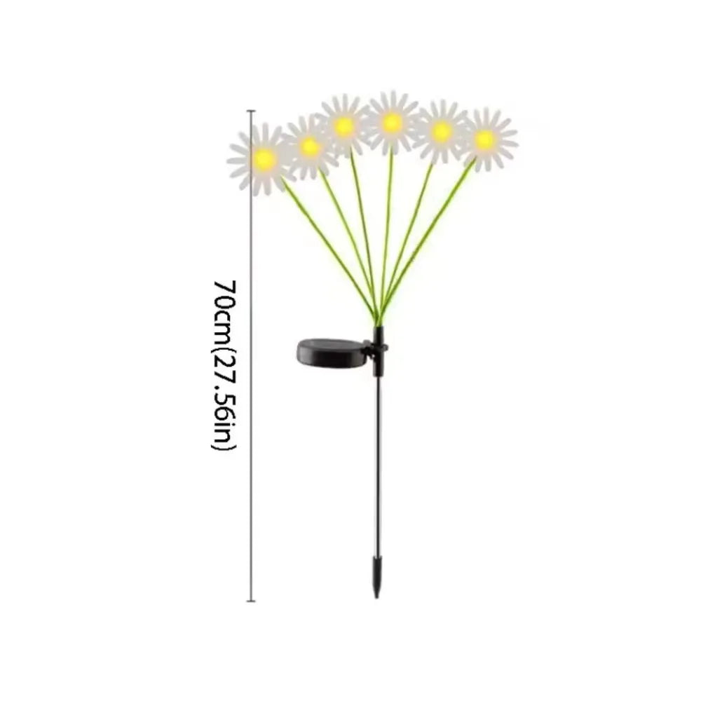 6LED Outdoor Solar Daisy String Lights, Waterproof Chrysanthemum LED Ground Lamps for Aesthetic Courtyard Garden Yard Decor Vue