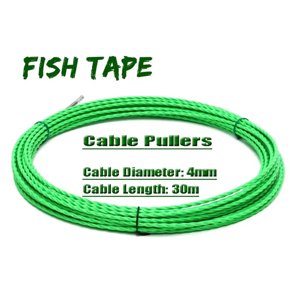 4MM Diameter Cable Guide Tape Puller 5-50 Meter POM Material Cable Push Puller Glass Fiber Green Color Electrical Cable Puller Vue 30m
