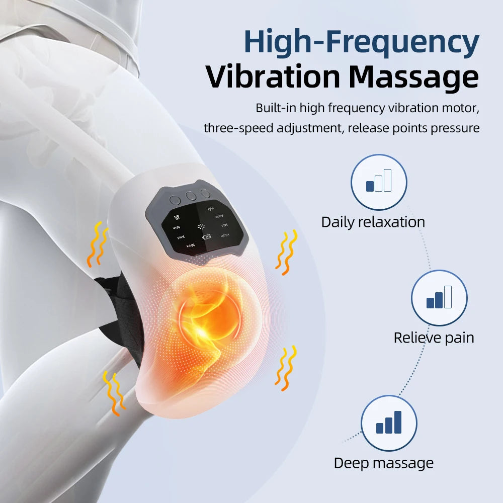 Heated Knee Massager – 4 Heat & Vibration Cordless Wrap Heated Knee Massager Vue