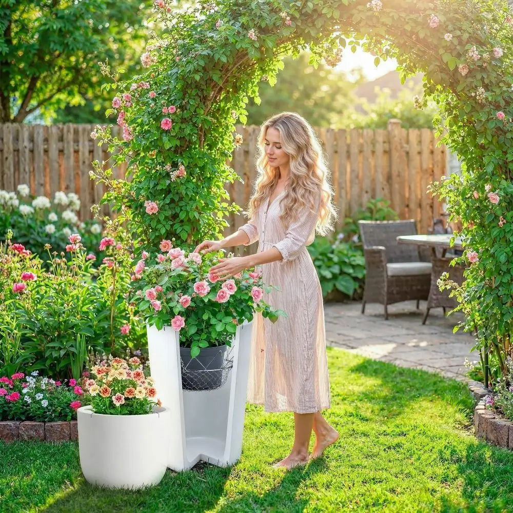 Stainless Steel Adjustable Planter Fillers Heavy Duty Rustproof Plant Pot Riser with Chains Hanging Basket Flowerpot for Outdoor Vue