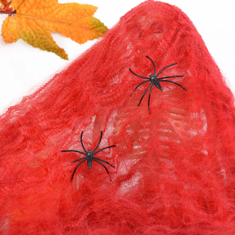 White Spider Web For Halloween Decorations Artificial Stretchy Cobweb For Halloween Scary Party Scene Decor Haunted House Props Vue red spider web
