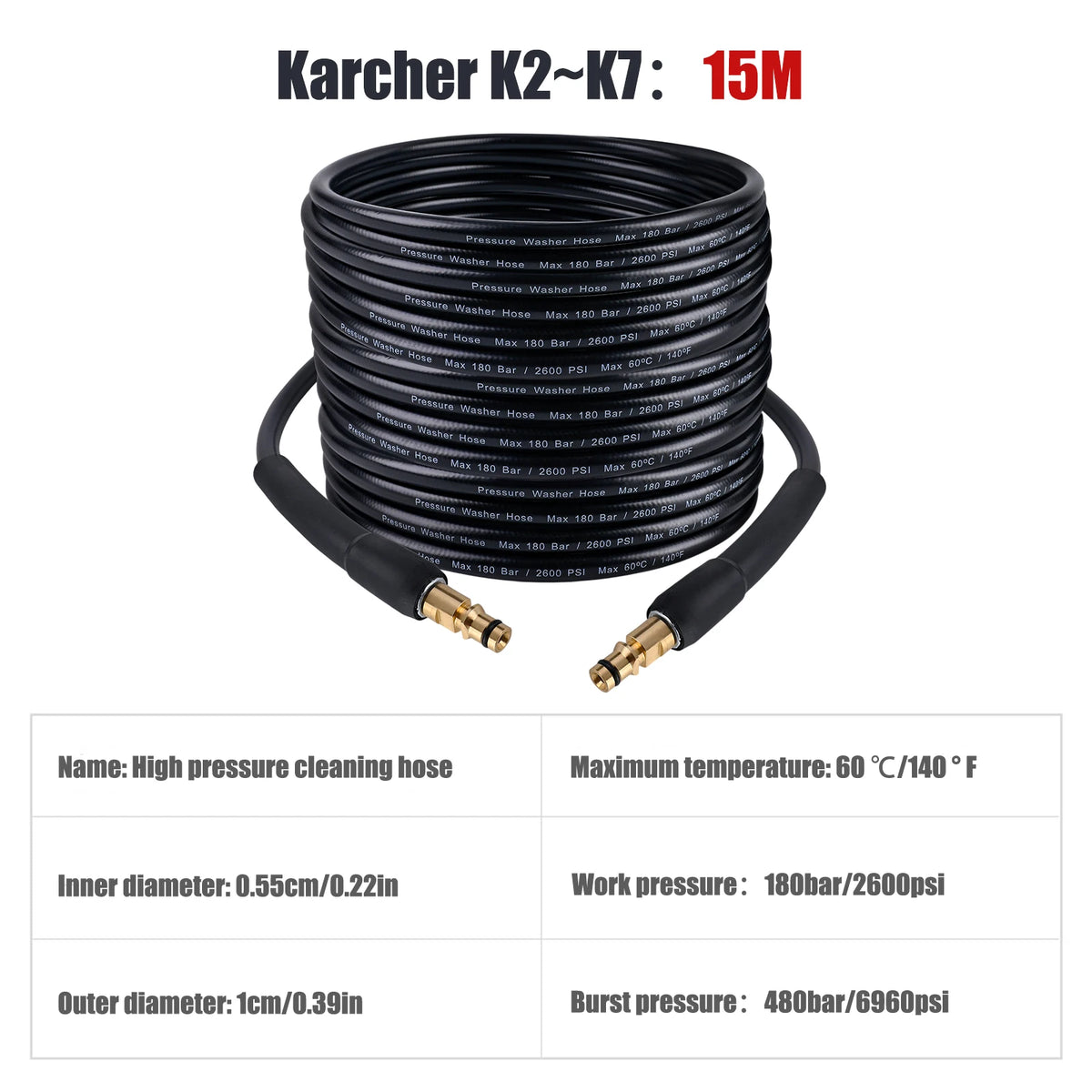 Kärcher K2–K7 Pressure Washer Replacement Hose | Leak-Proof Pressure Washer Hose Vue