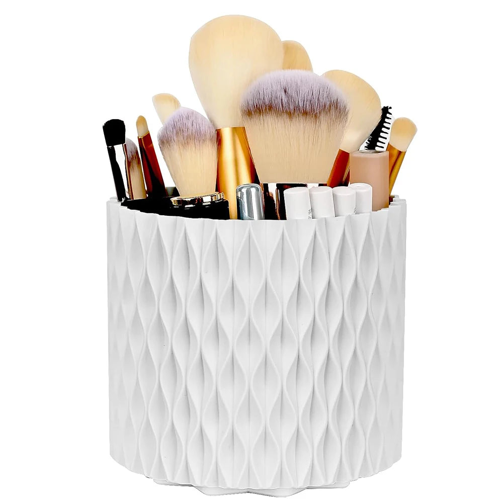360 Rotating Makeup Organizer Desktop Cosmetic Storage Box Multi-Functional Makeup Brushes Pen Holder for Bathroom Vanity Office Vue
