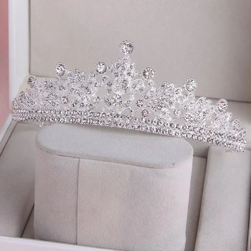 Wedding Hair Tiara Crystal Bridal Tiara Crown Silver Color Diadem Veil Tiaras Wedding Hair Accessories Headpieces Head Jewelry Vue