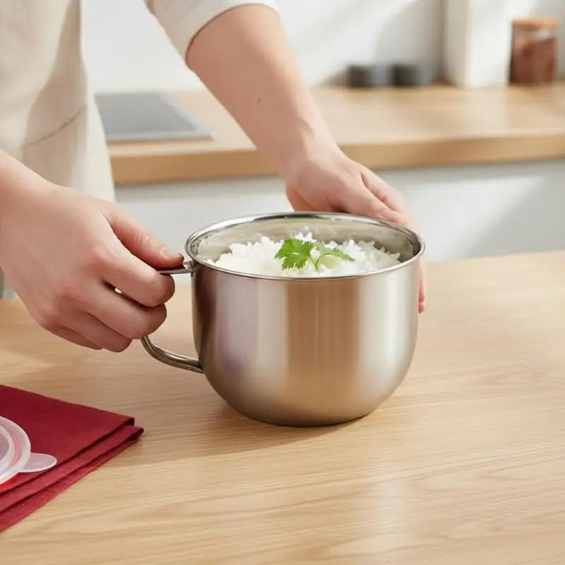 Food Grade 304 Stainless Steel Children Soup Bowl Single Ear Anti Scalding Handle Durable Noodle Cup for Toddler Meals Vue