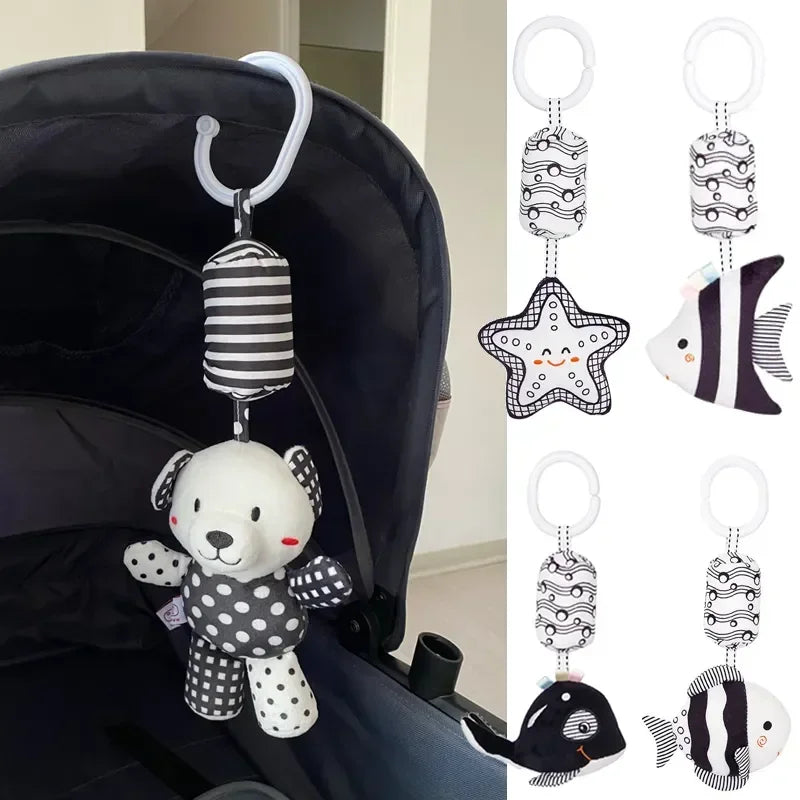 vvocciNew Baby Animal Rattles Bed Stroller Bell Toys Newborn Grab Ability Training Dolls Educational Plush Infant Toy 0-12 Month Vue