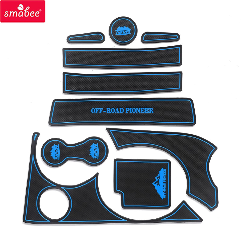 Smabee for Chevrolet Lada Niva 2009-2018 Anti-Slip Gate Slot Cup Mat Door Groove Pad Coaster Accessories RED/WHITE/BLACK/BLUE Vue