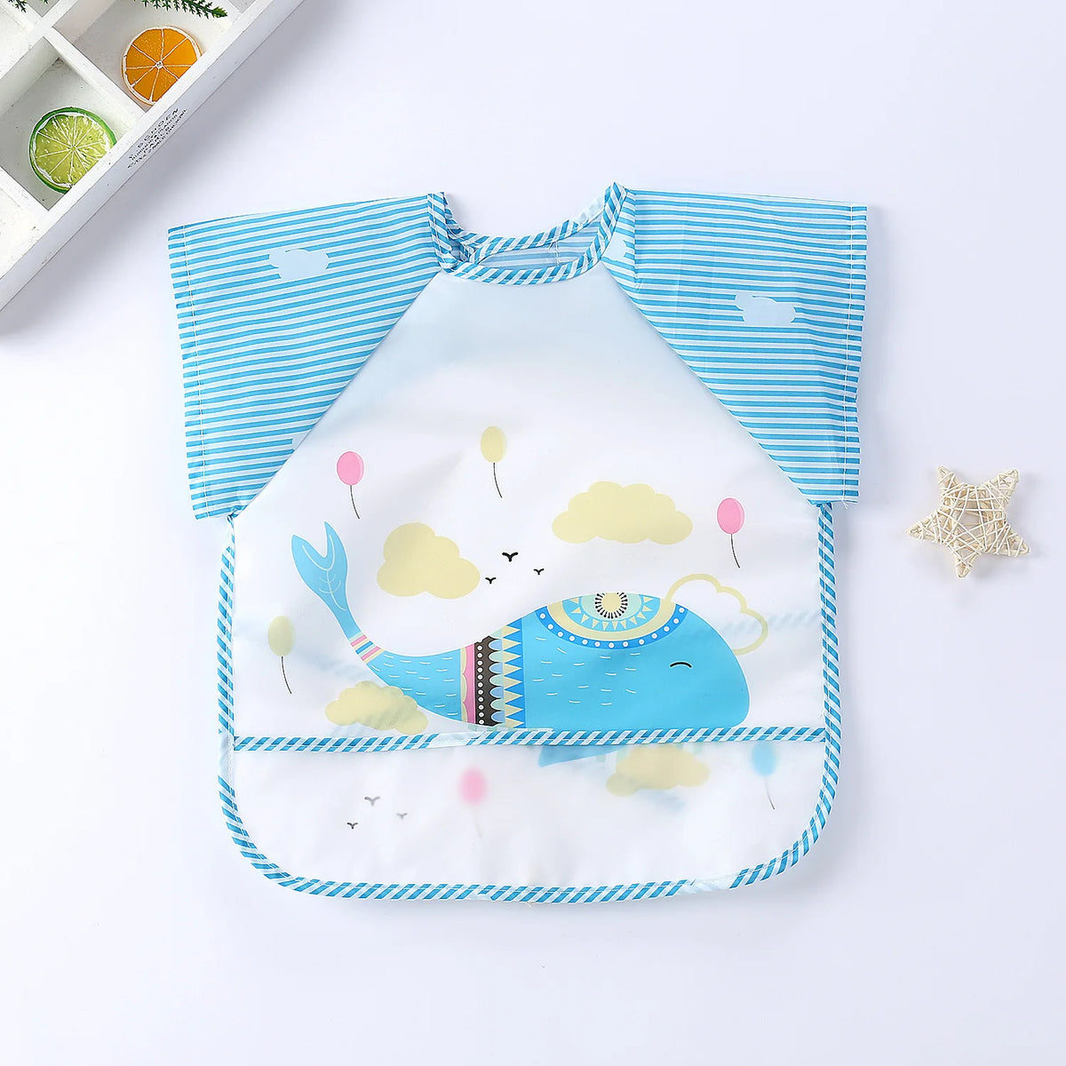 0-3Y Boys Girls Burp Clothes Smock Infant Baby Cartoon Sleeveless Waterproof Eating Toddler Art Apron Animal Smock Soft Baby Bib Vue B165 Whale 0-3Y