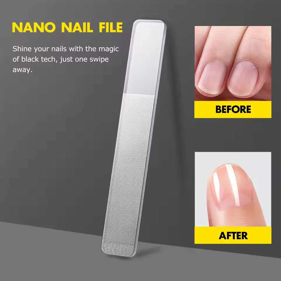1/8Pcs Glass Nail Shiner Upgrade Glass Nail File for Natural Nails Nano Nail Buffers Crystal Shine Polisher, Professional Manic Vue