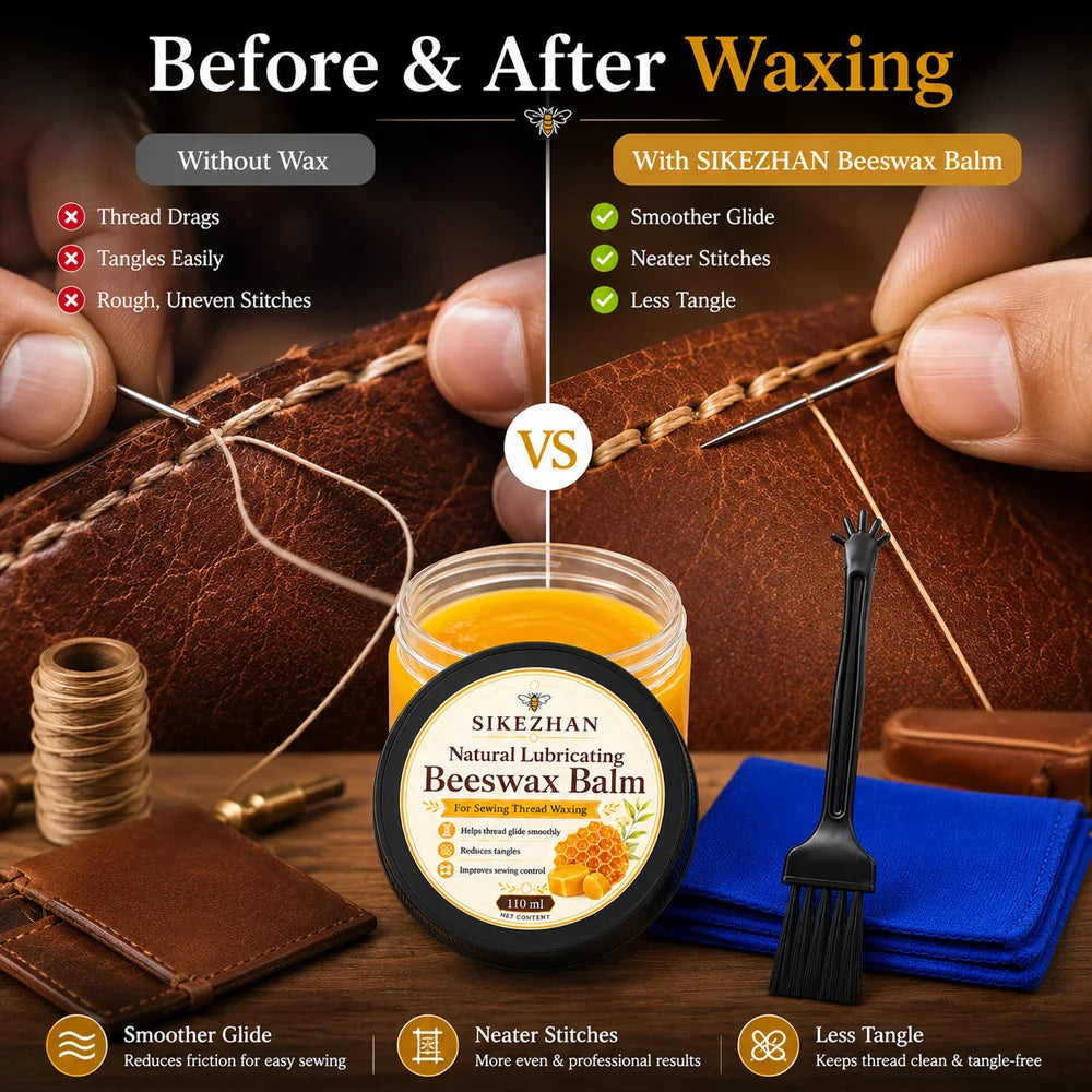 Natural Beeswax Thread Lubricant 110ml Smooth Glide Sewing Wax Balm Reduce Tangles Fraying Hand Quilting Embroidery Accessory Vue