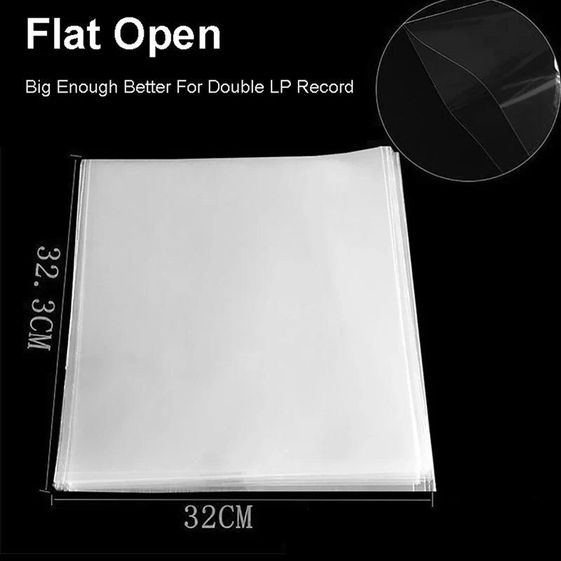 12 inch OPP Gel Recording Protective Sleeve for Turntable Player LP Vinyl Record Self Adhesive Records Bag 32.3cm*32cm 50PCS Vue
