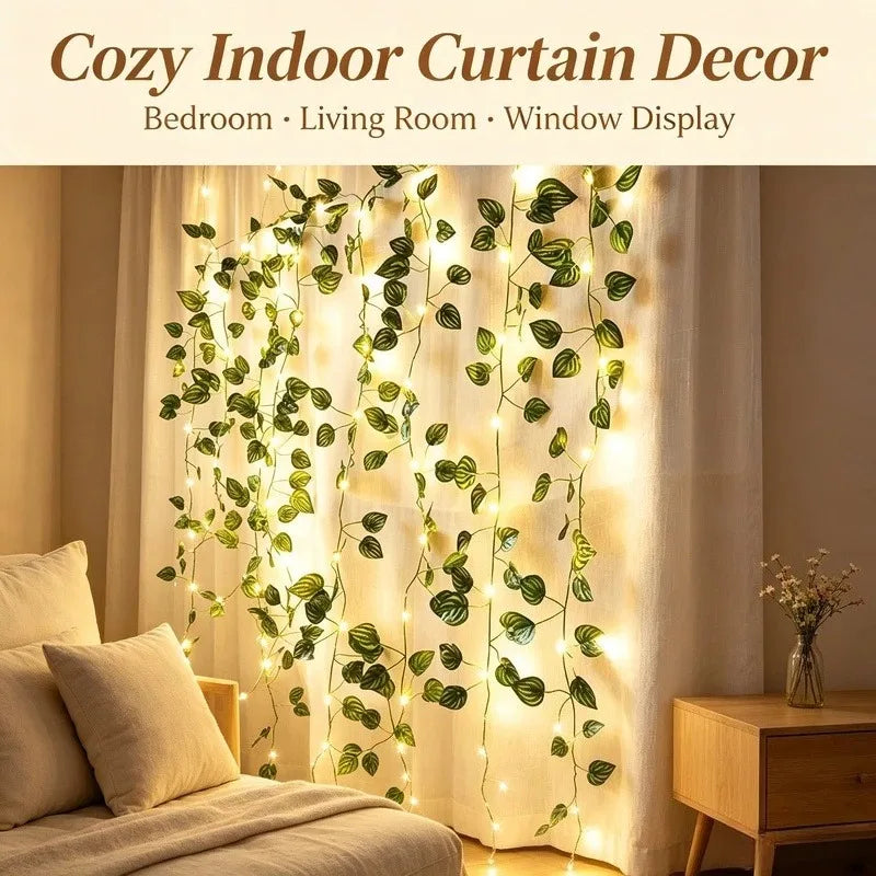 2M Artificial Leaf LED String Lights, 20 LED Battery Operated Flower Garland Fairy Lights for Party Garden Decor Vue