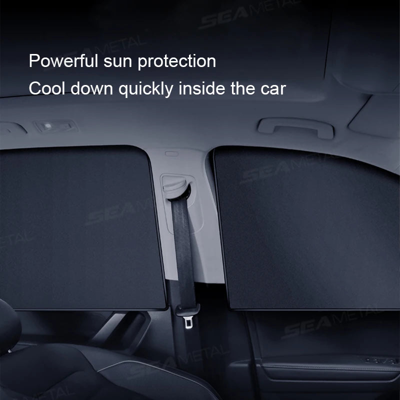 SEAMETAL 2Pcs Magnetic Car Side Window Sun Shade Curtains Front/Rear Window Sun Protection Cover UV Blocking Car Privacy Curtain Vue