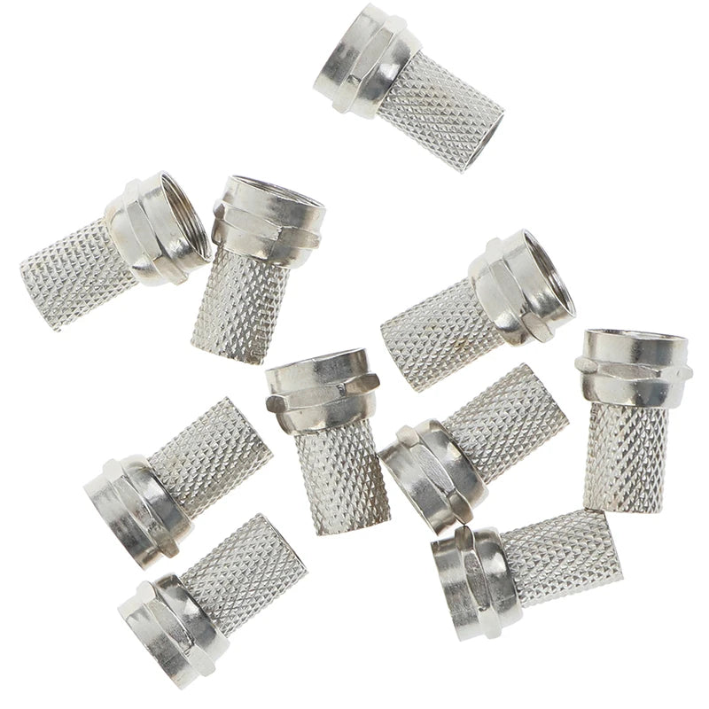 10Pcs New 75-5 F Connector Screw On Type For RG6 Satellite TV Antenna Coax Cable Vue
