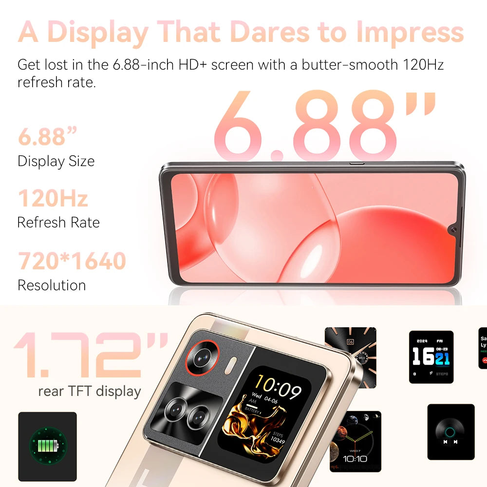 6.88-Inch Android Smartphone 5G Cubot X100, Dimensity 7025, 6nm, 2.5GHz, 16GB(8+8), 256GB, 64MP Camera, 5100mAh Battery, NFC Vue