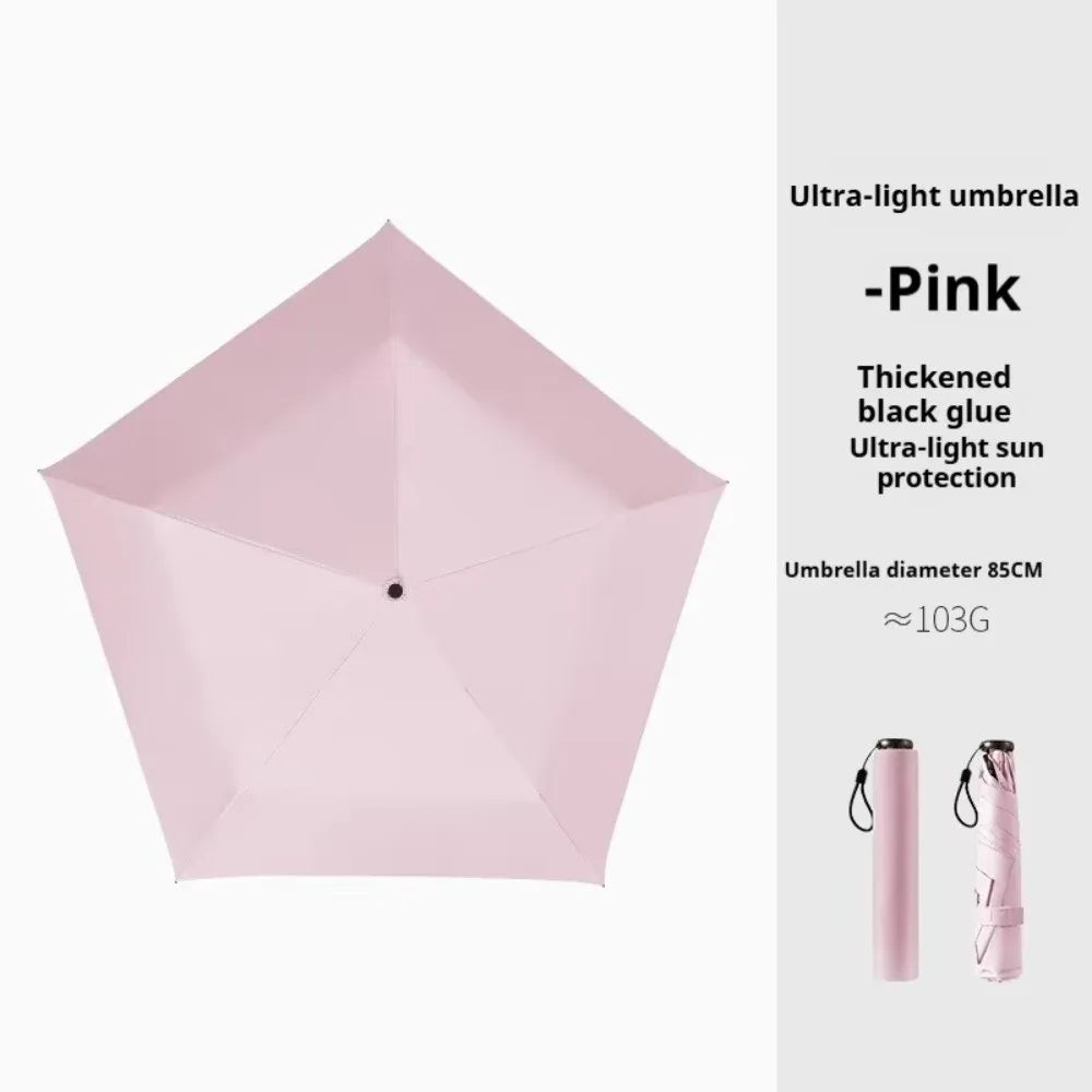 Foldable Manual Sun Umbrella Protection 6-Bone Frame Dual-purpose