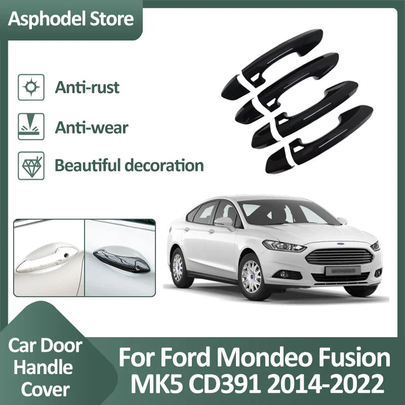 Car Door Handle Cover Trim For Ford Mondeo Fusion 5 MK5 CD391 2014~2022 Exterior Decor Protective Accessories Scratch Stickers Vue