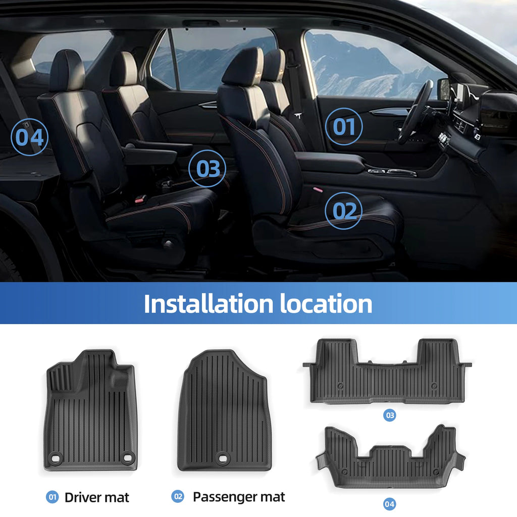 for Honda Pilot 2023 2024 TPE 3D Car Floor Mats Cargo Liner Trunk Pad Black Left Hand Drive Vue